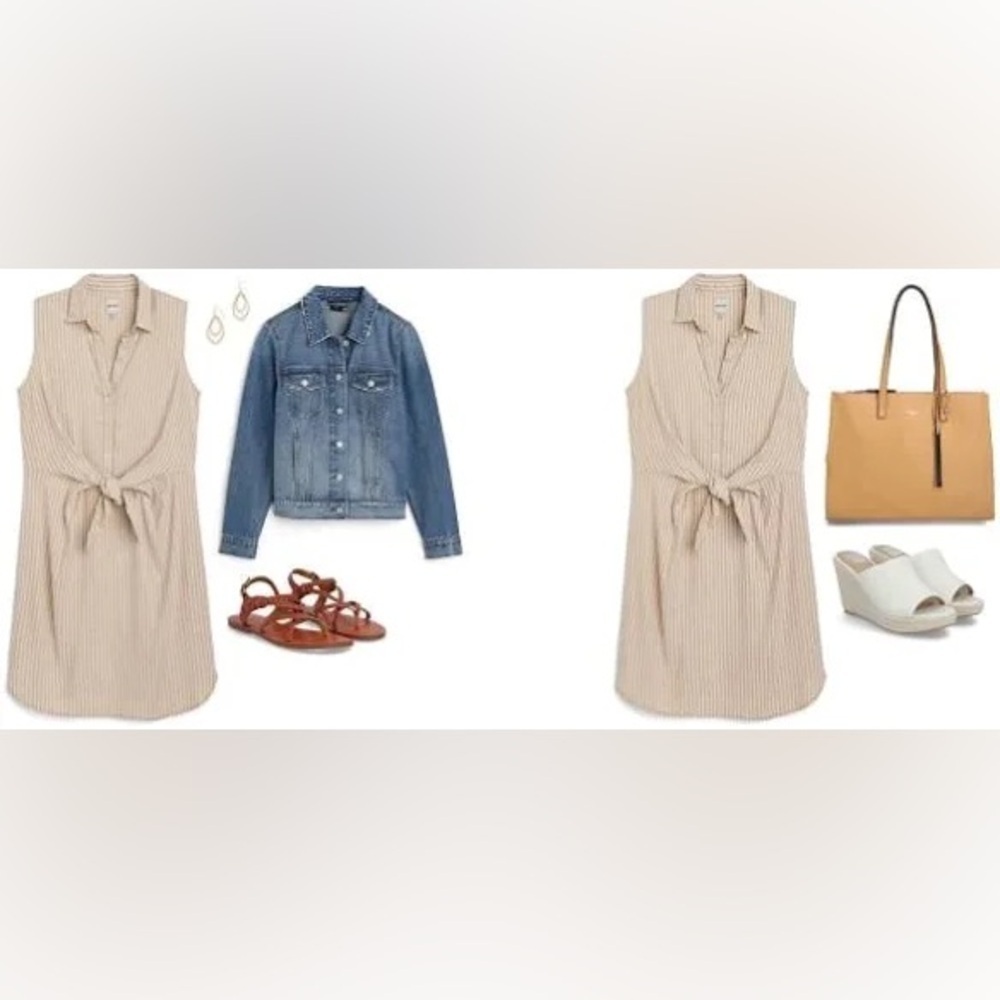 NWT Nic + Zoe Womens Collar Linen Shirtdress Tan Neutral Size XL - Picture 4 of 9